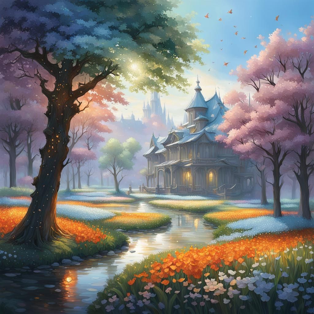 Spring Landscape with Dynamic Lighting and Intricate Details