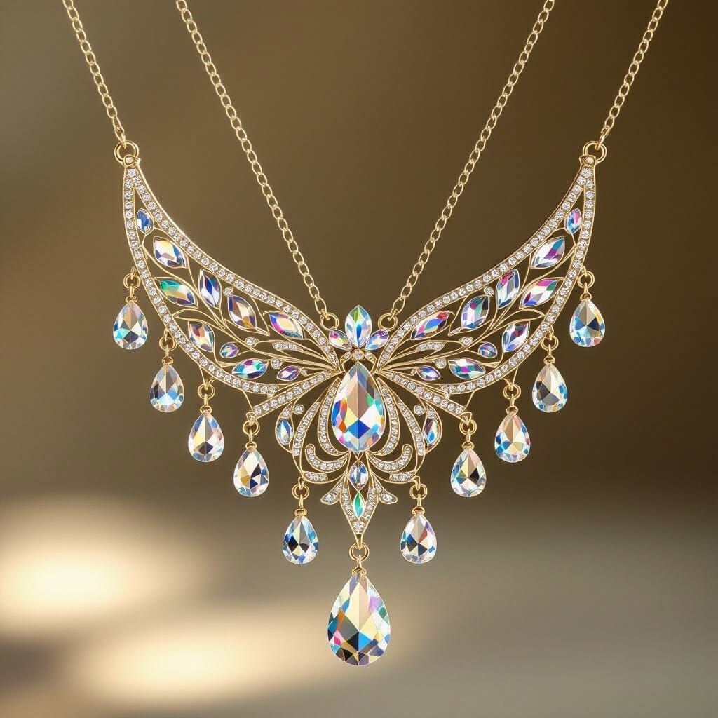 Ethereal Crystal Necklace in Art Nouveau Style