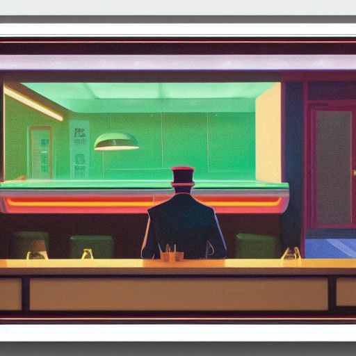 Haunting Futuristic Diner in a Lone Holographic Night