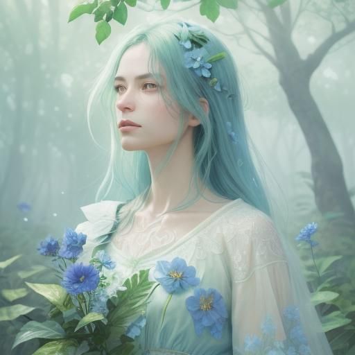 Ethereal Blue Nature Digital Painting