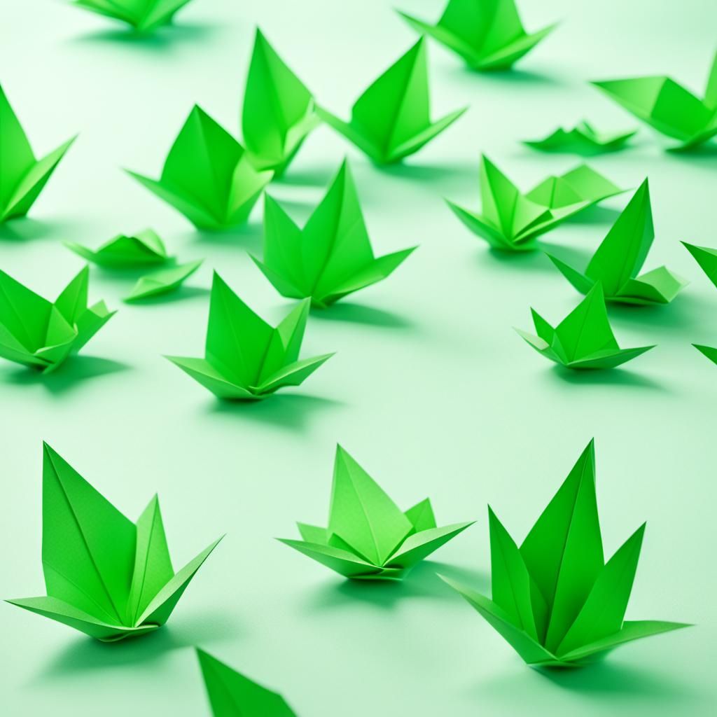 Origami Leaf Sprout Papercraft in 8K