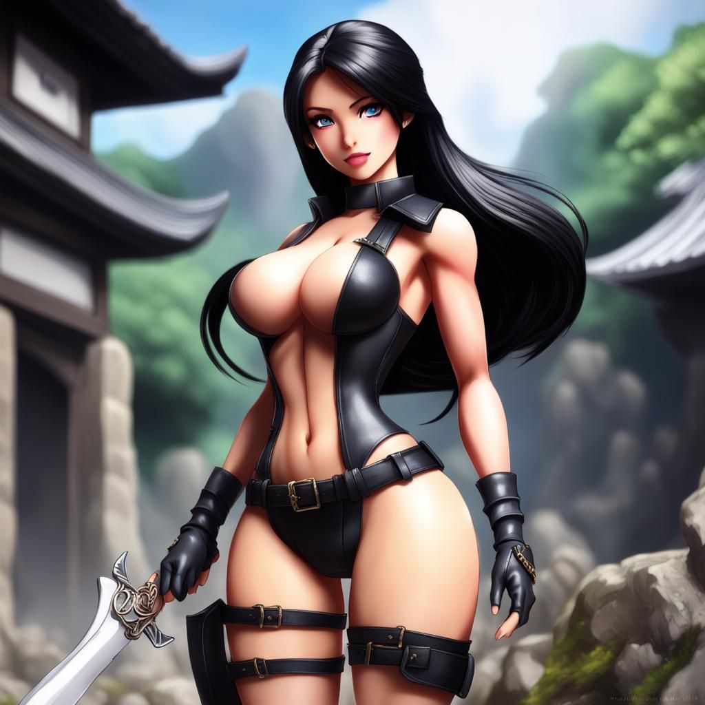 Anime Style Kitsune Goddess with Curvy Figure