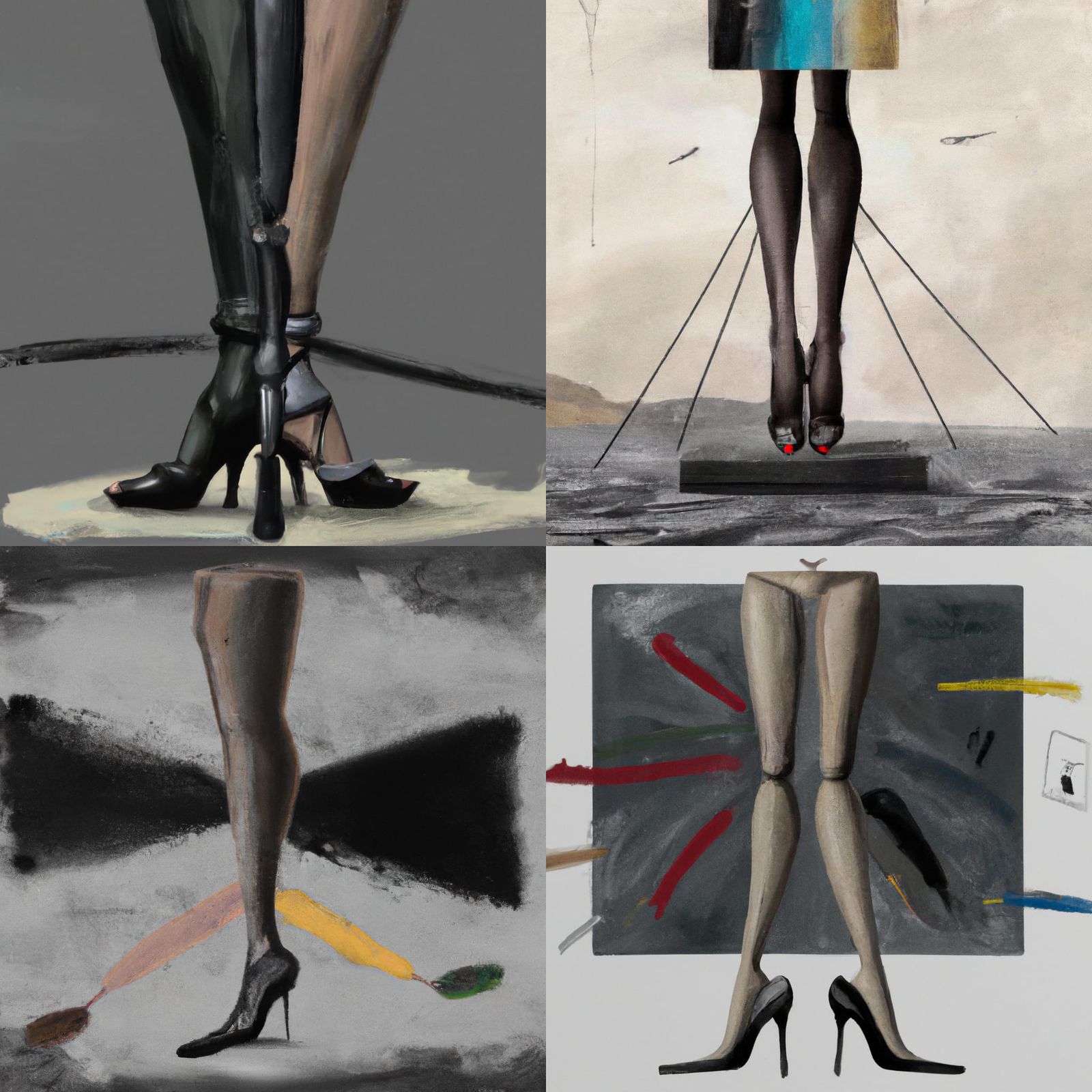 Vitruvian Stiletto: Oil, Collage, and Charcoal Art