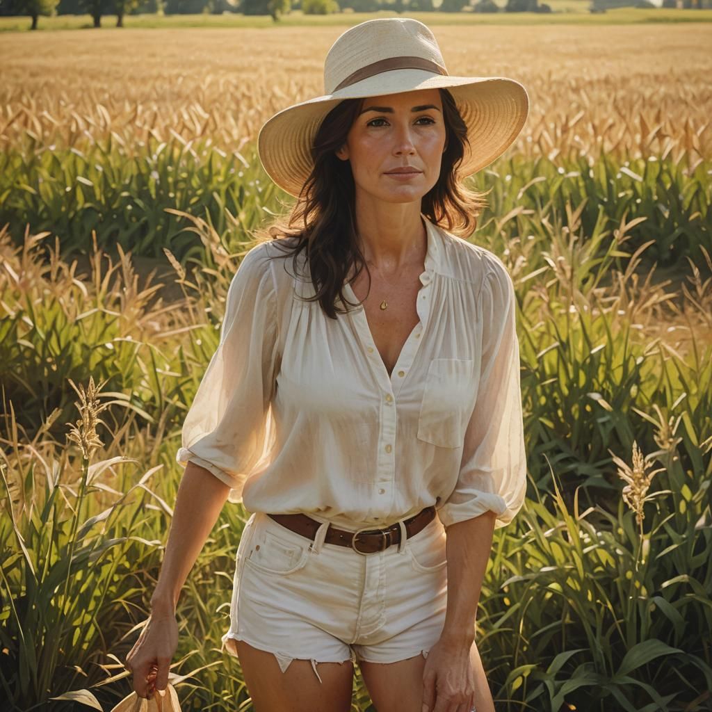 Woman Relaxing in Sunny Field: Impressionistic Oil Painting
