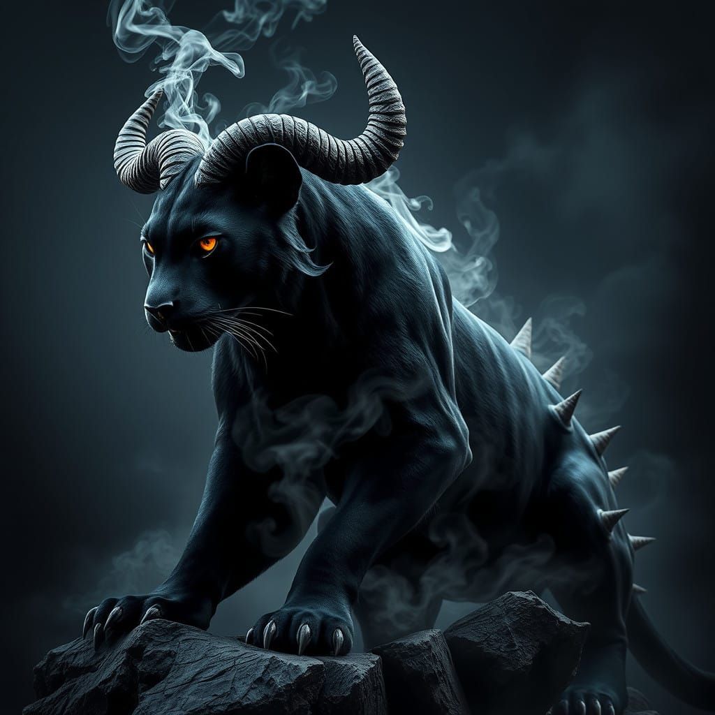 Regal Black Panther with Ethereal Aura in Dark Fantasy Style