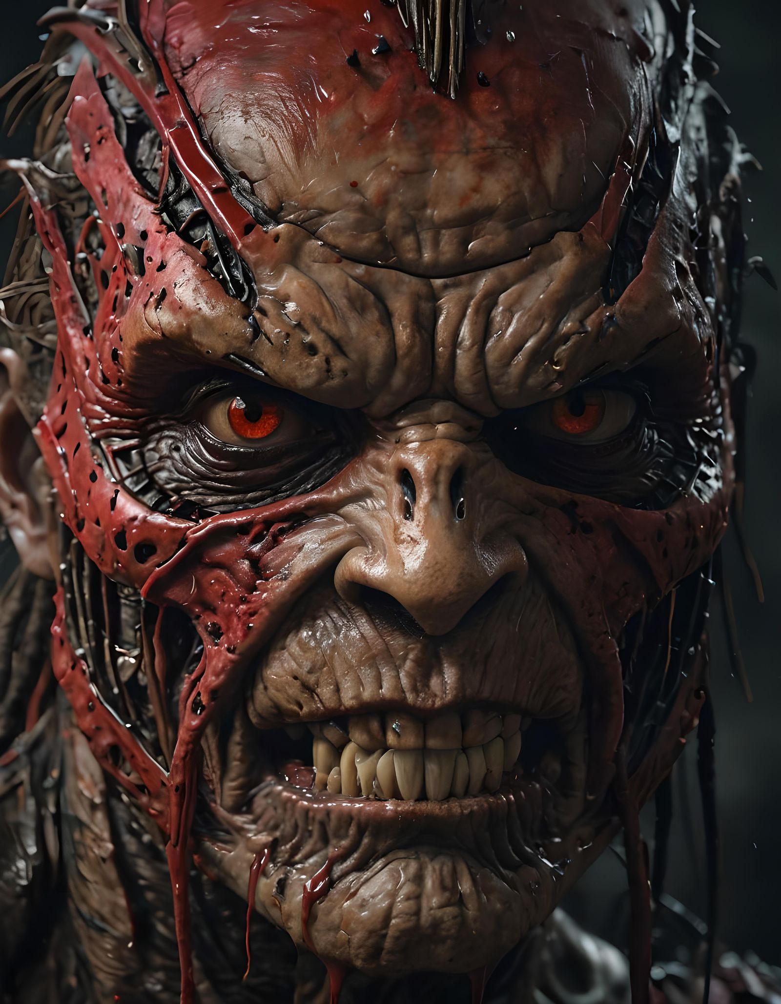 Horrific Hybrid Creature in Beksinski-Inspired Style