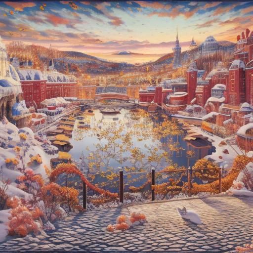 Elegant Lissajous Curve in Red, Gold and Silver