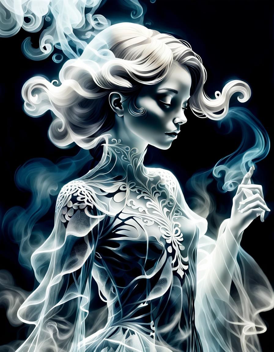 Ethereal Smoke Figure in Dark Fantasy Style