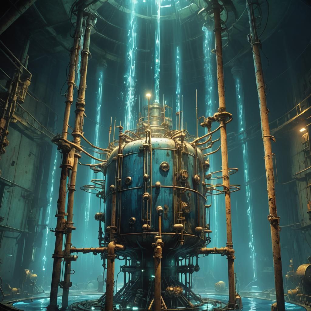 Underwater Reactor Core Cherenkov Radiation