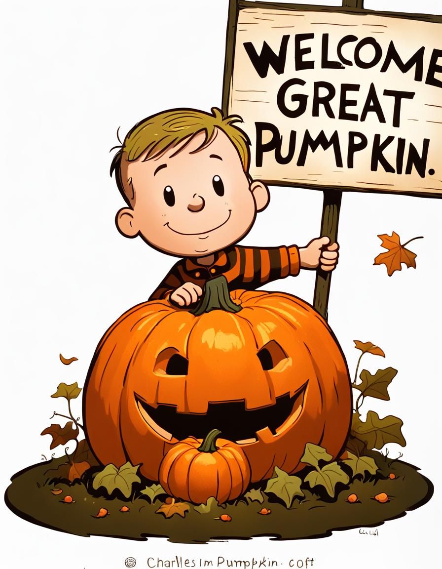 Linus Waits for Great Pumpkin: Whimsical Illustration