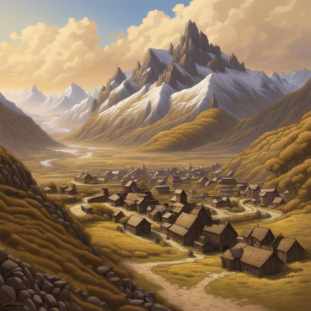 Edoras, Rohan's Capital, in Fantasy Illustration Style