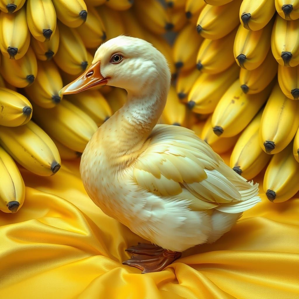 Whimsical Banana Duck in Tropical Paradise