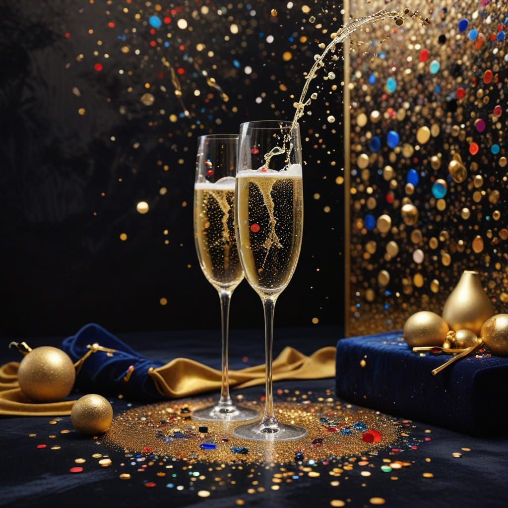 Luxurious New Year Celebration in Golden Art Deco Style