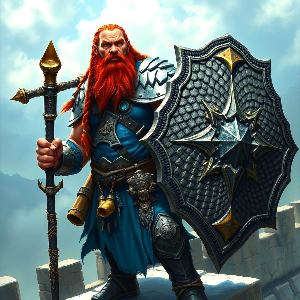 Dwarf Warrior Priest with Dragon Scale Shield