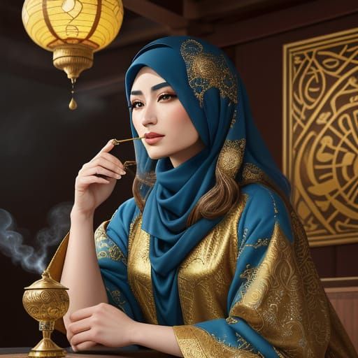 Arab Woman Serves Coffee: Japanese Regency Fusion