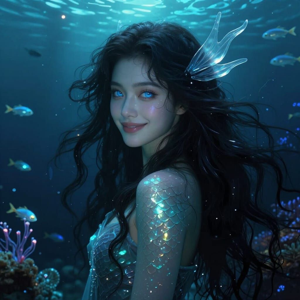 Ethereal Ocean Woman in Dark Fantasy Style