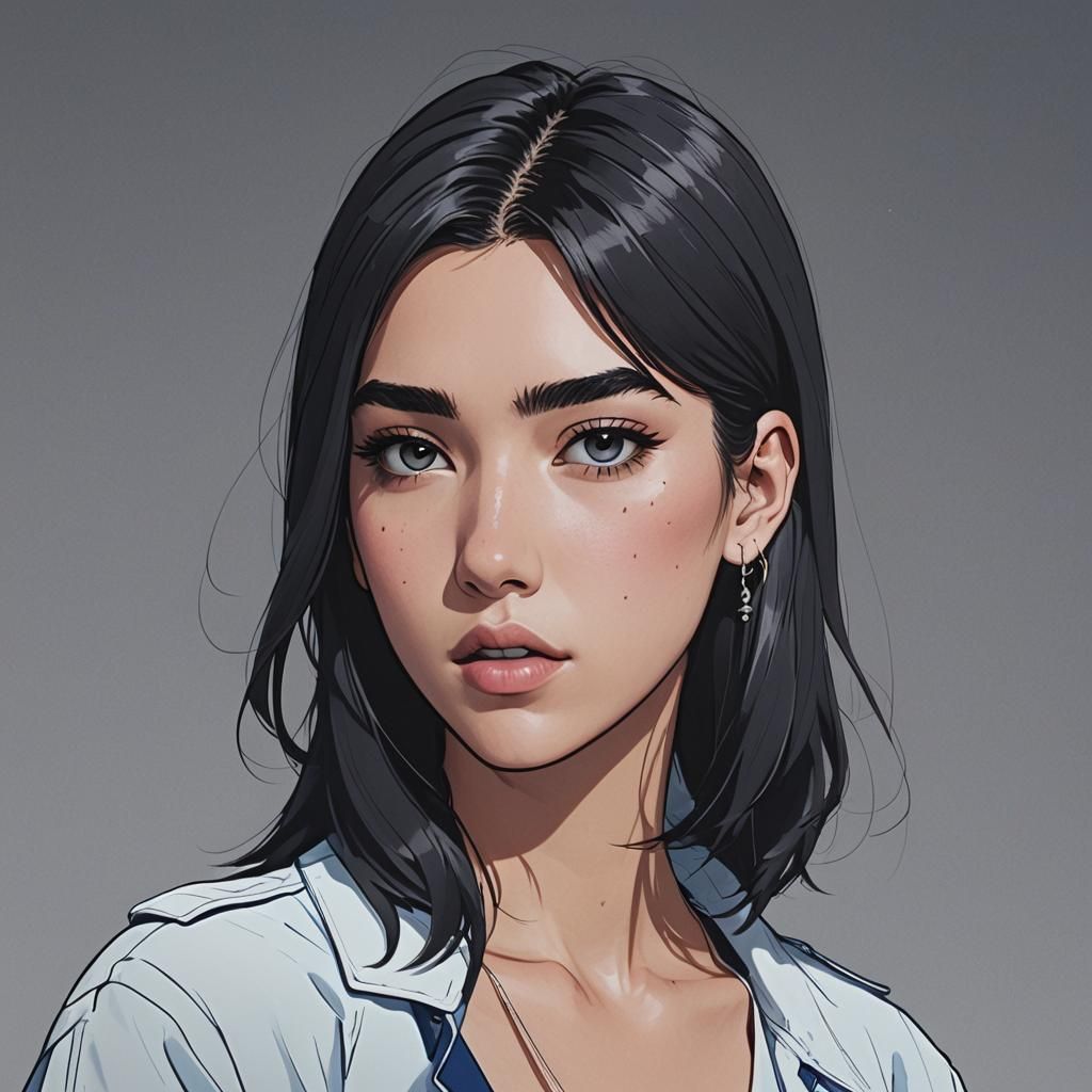 Dua Lipa as Anime Character: Cel-Shaded Manga Art