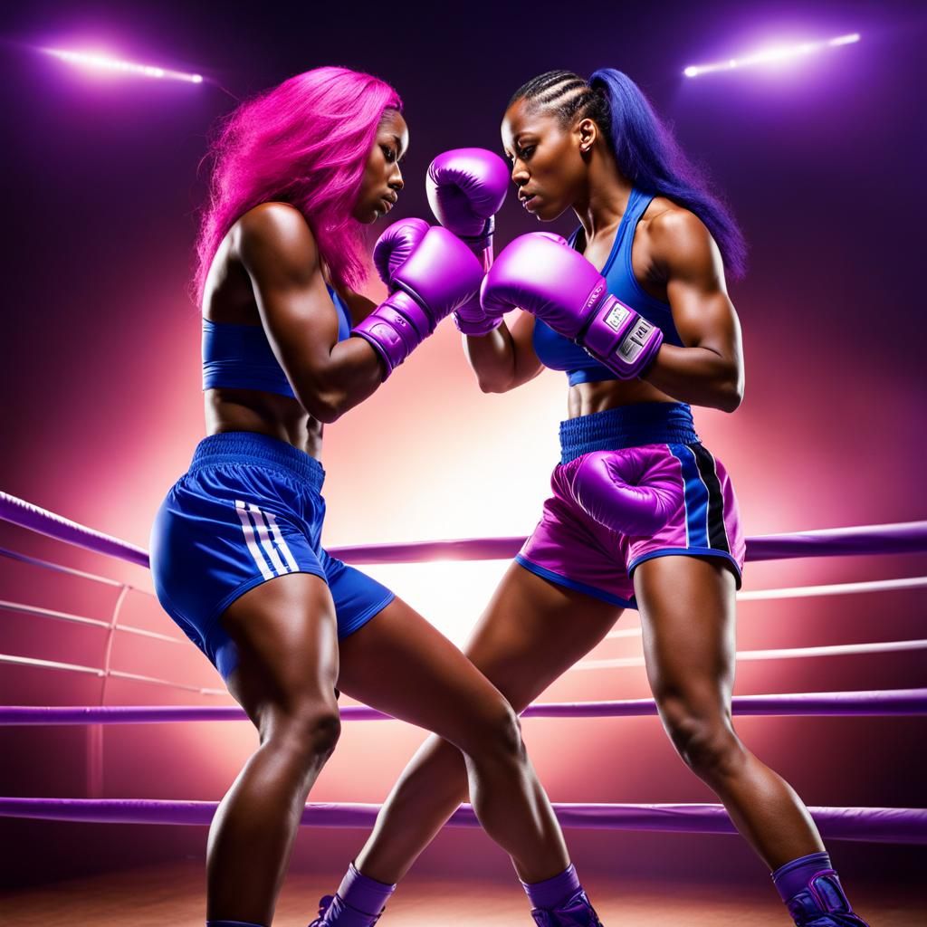Photorealistic Female Boxer Sparring in Studio Lighting