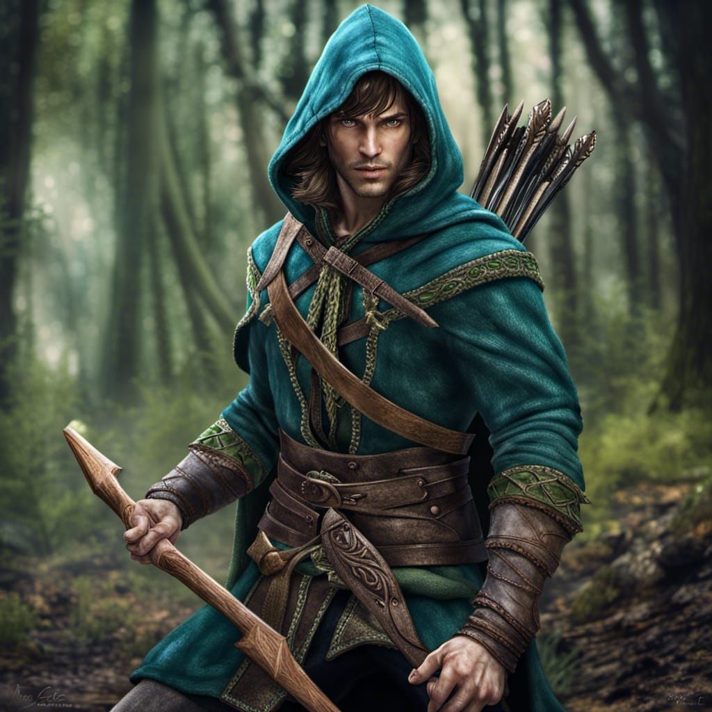 Hyperrealistic Half-Elf Ranger with Bow
