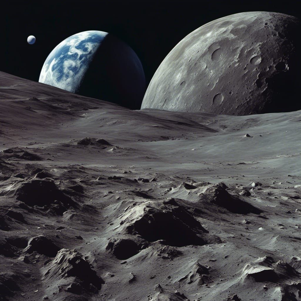 Hyperrealistic Earthrise from the Moon Surface
