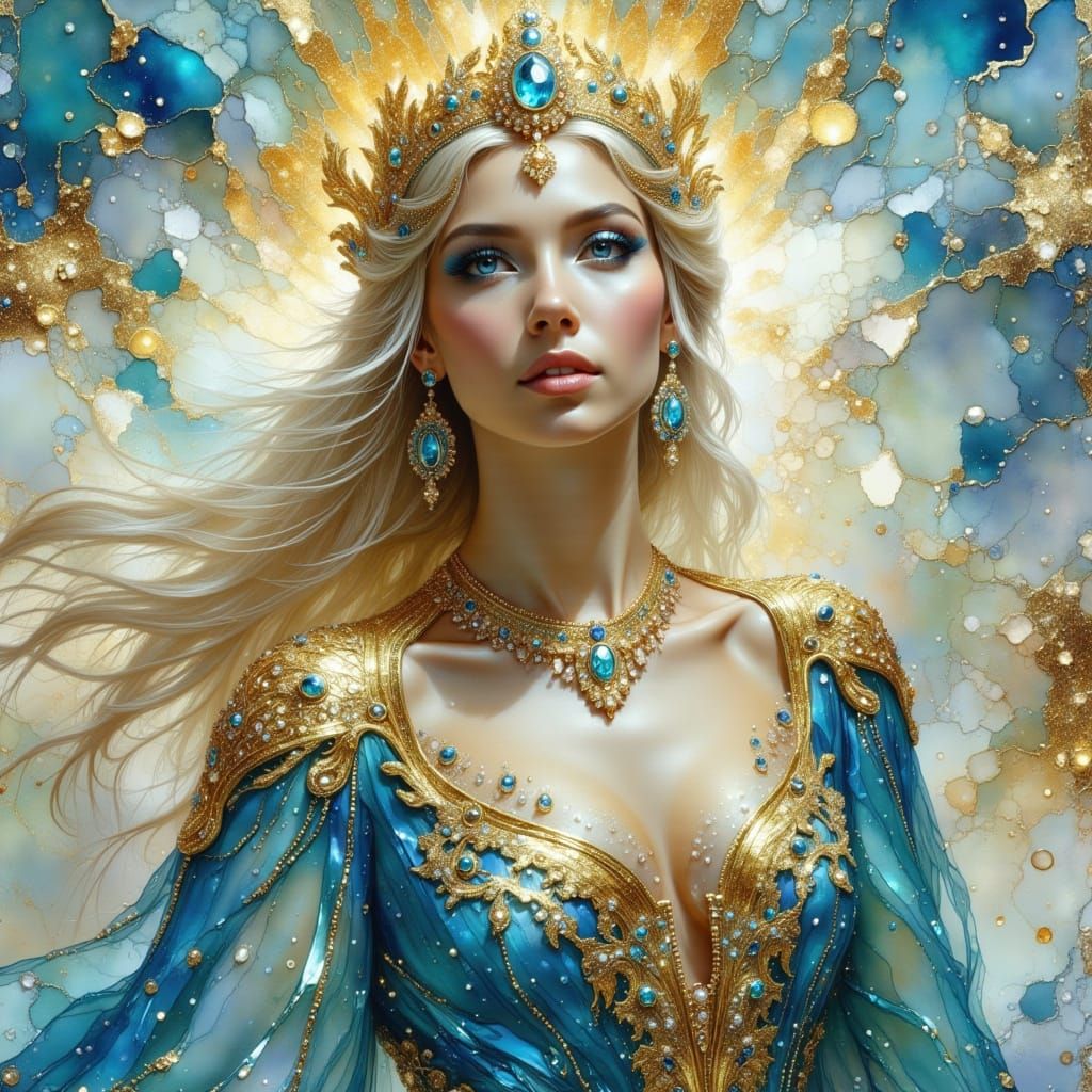 Regal Empress in Sparkling Gold and Blue