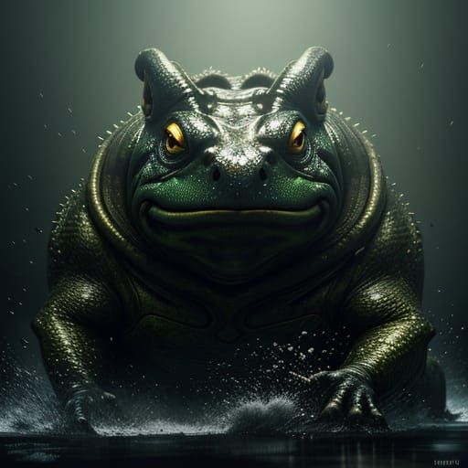 Bullfrogs Gasping for Air as Vivid Digital Art