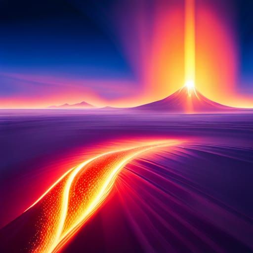 Volcanic Eruption on a Purple Alien Planet