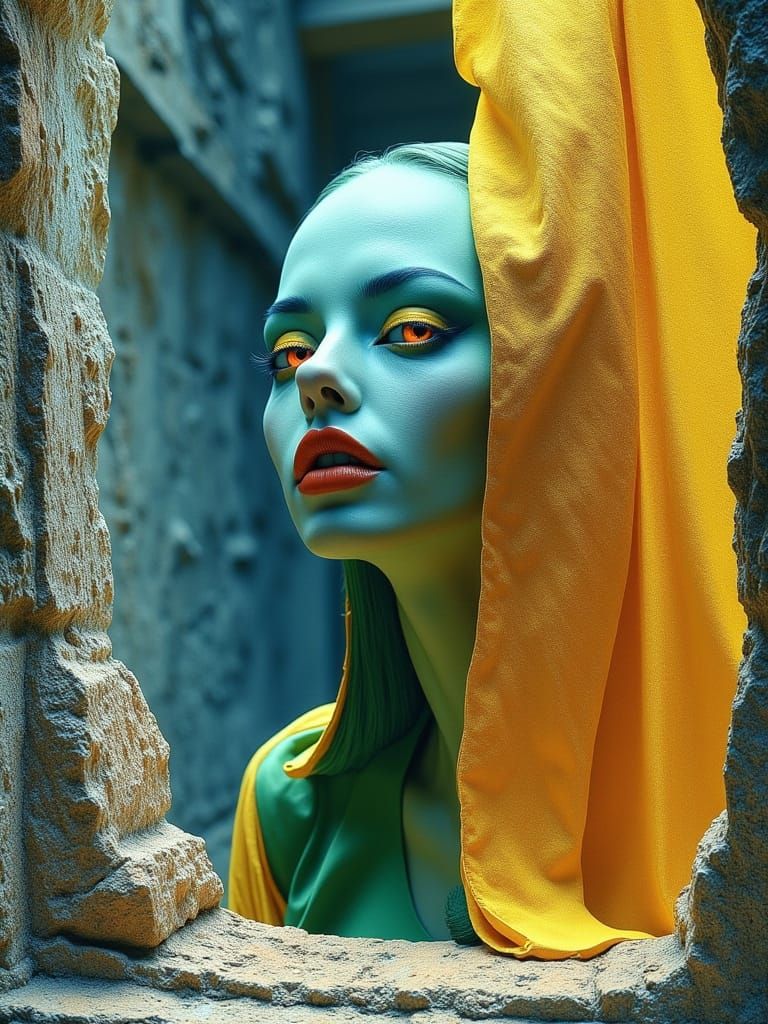 Surreal Creature Leaps from Canvas in Dreamlike 3D Rendering