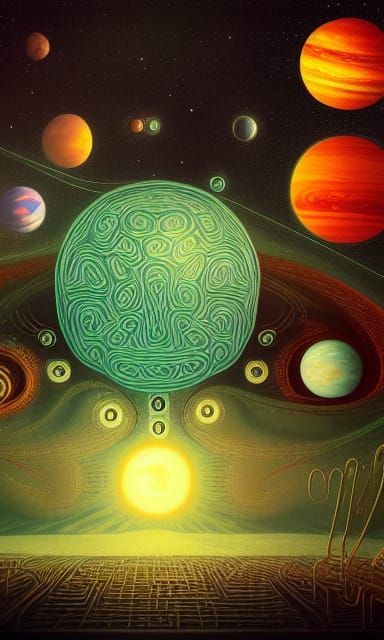 Organic Electronic Brain Maze in Dark Fantasy Style