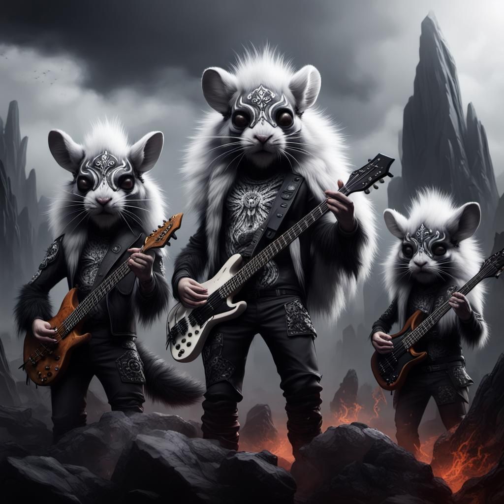 Chinchilla Heavy Metal Band: Detailed Matte Painting
