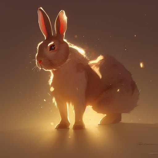 Cute Brown Bunny in Traditional Art Style