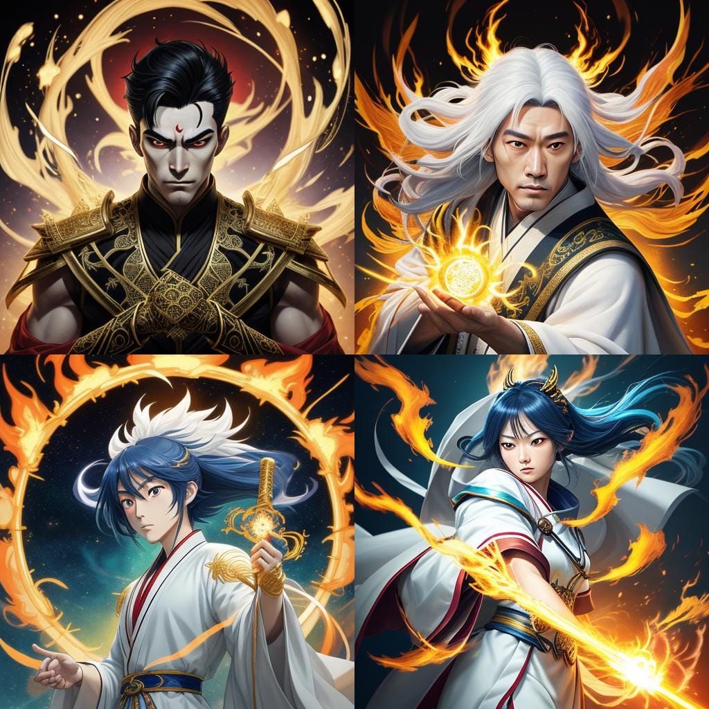 Handsome Man with Flame Mark and Fiery Eyes