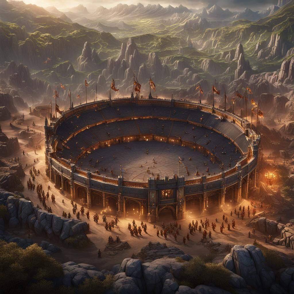 Medieval Gladiator Arena in Fantasy Concept Art Style