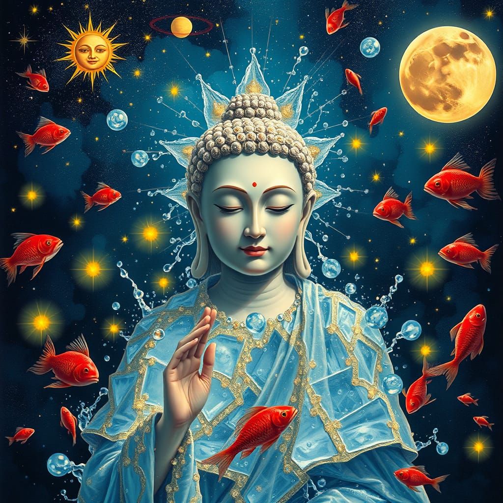 Ethereal Celestial Creatures in Dalí Bosch Style