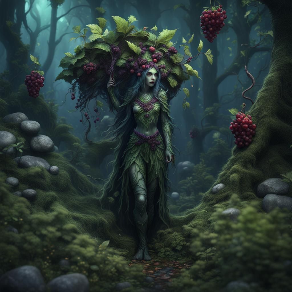 Nettle and Berry Goth Dryad Concept Art