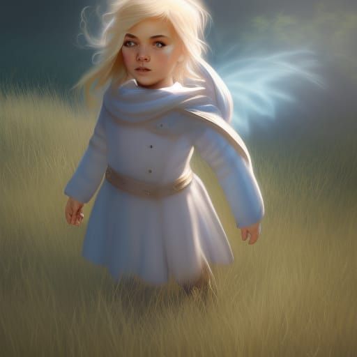 Blonde Toddler Portrait in Art Nouveau Style