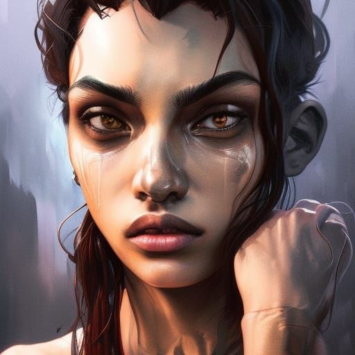 Demonic Gang Member Portrait in Hyperdetailed Digital Art