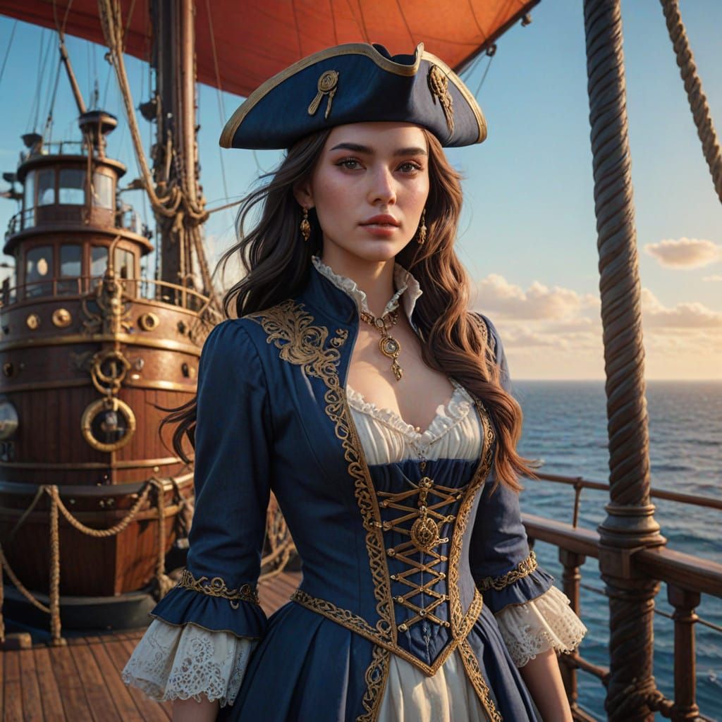 Regal Pirate Maiden in Renaissance Attire