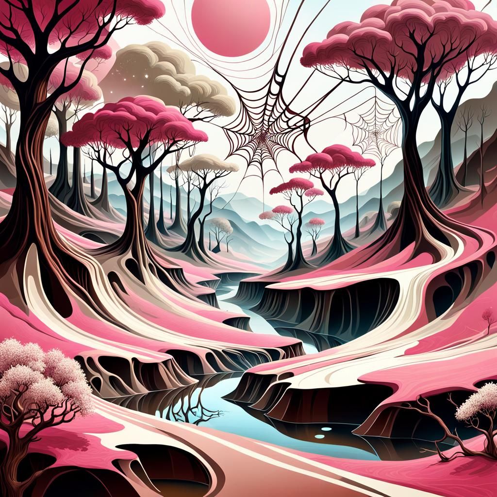 Surreal Landscape in Style of Magritte and Dalí