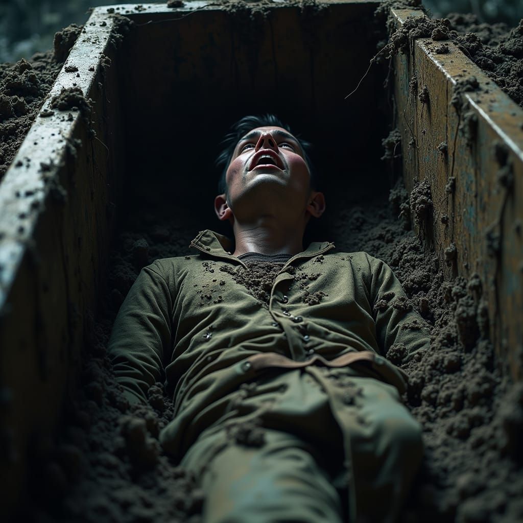 Buried Alive in Dark, Claustrophobic Coffin