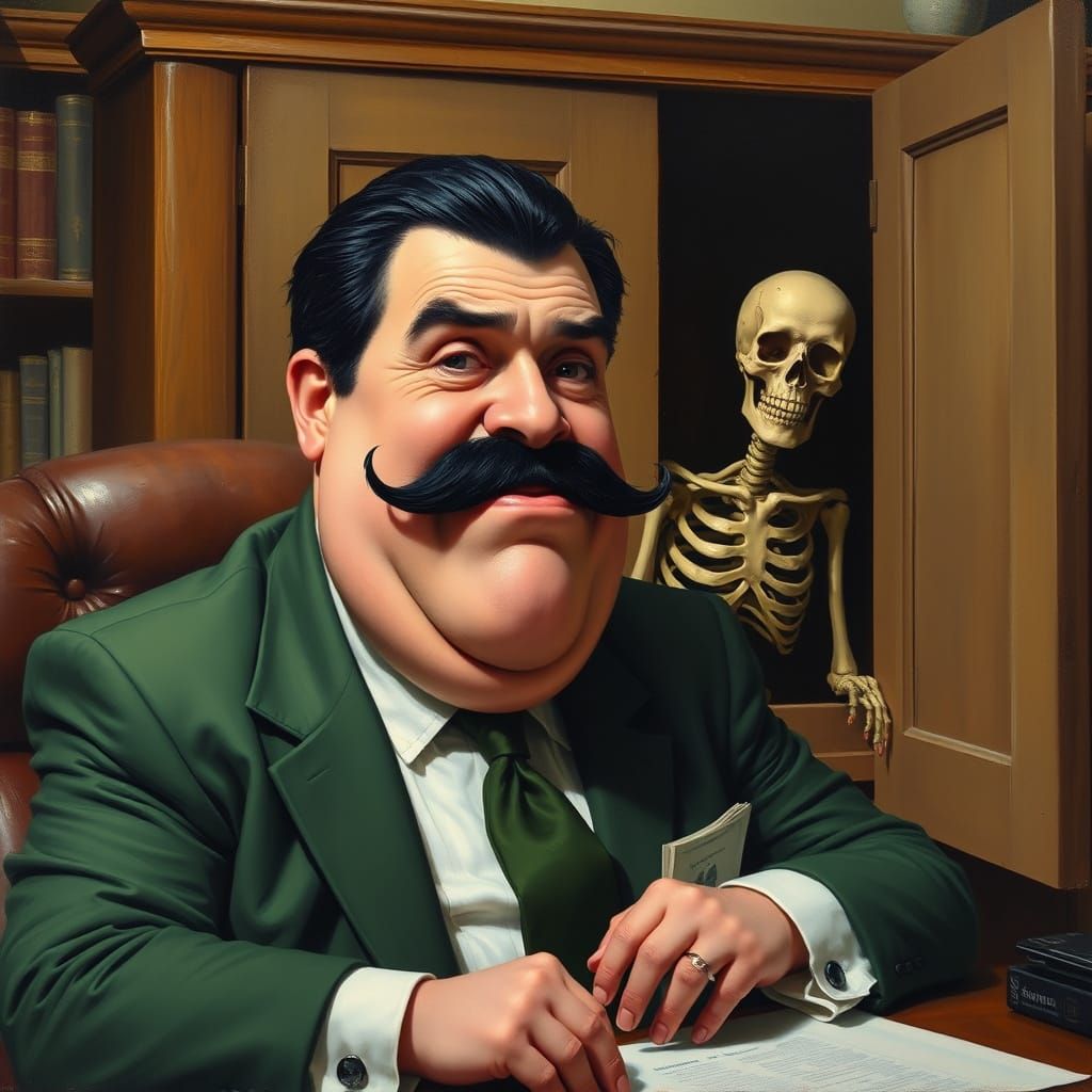 Corrupt Official Unaware of Watching Skeleton