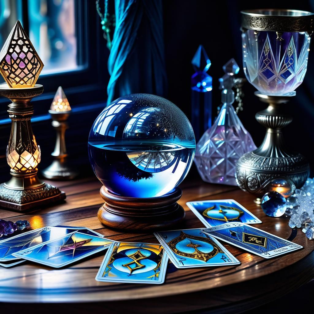 Enchanted Tarot Cards and Crystal Ball Still Life