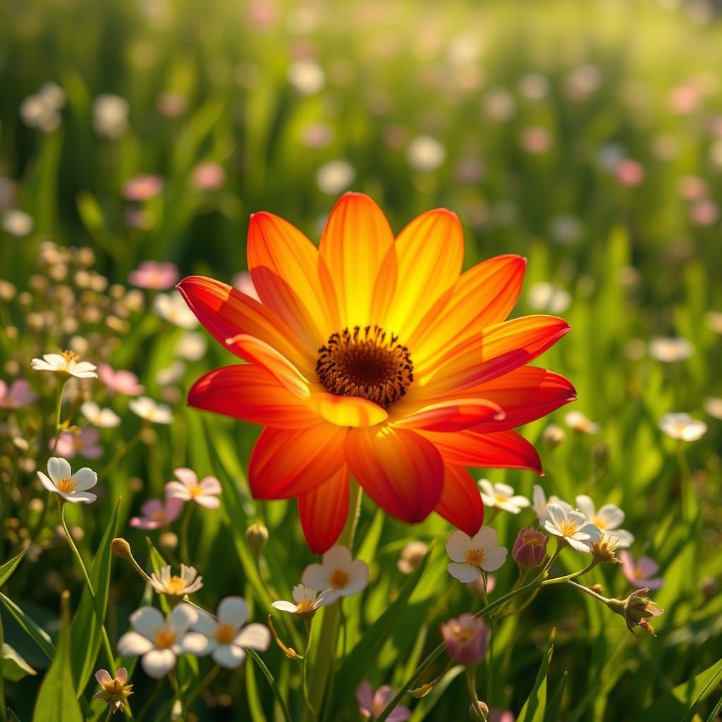 Rainbow Flower in Field of Pastel Blooms