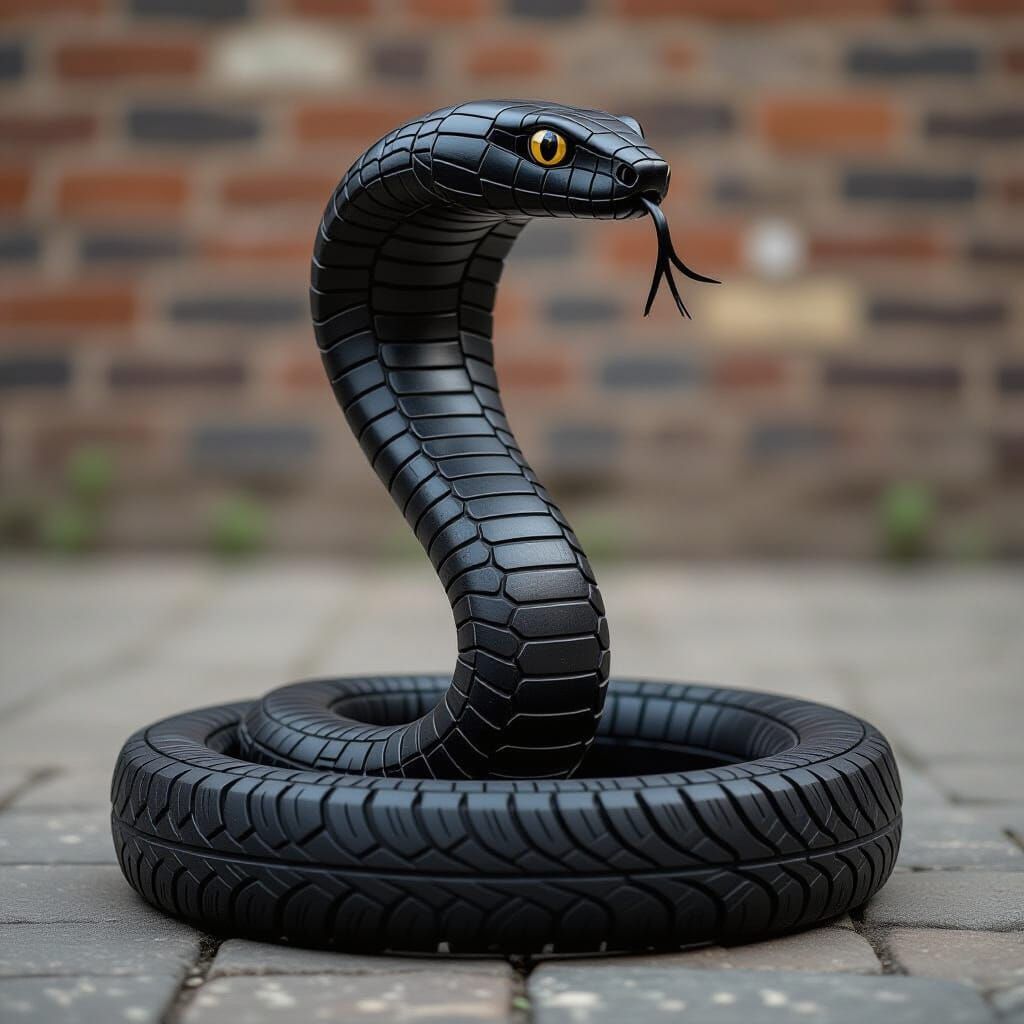 Cobra Statue Crafted From Tire Waste