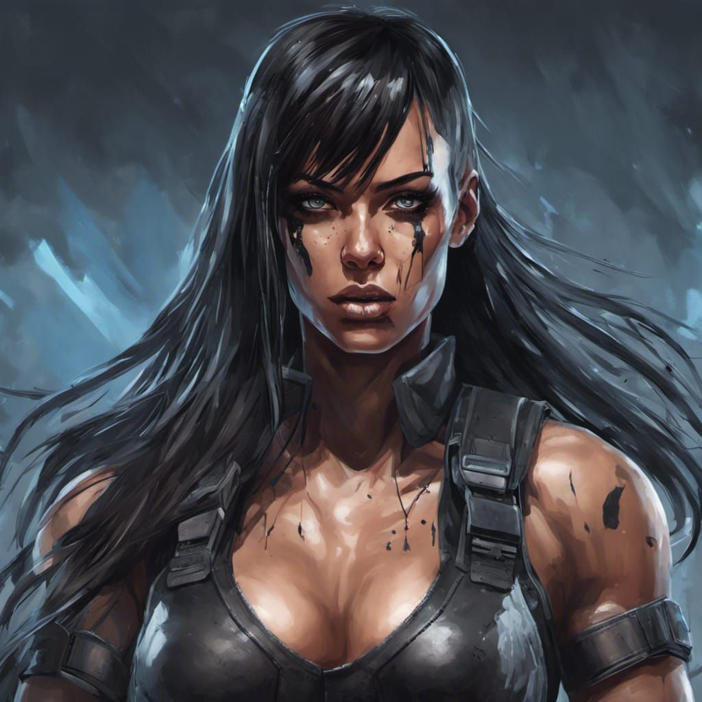 Hyperrealistic Cyborg Goth Soldier with Dramatic Lighting