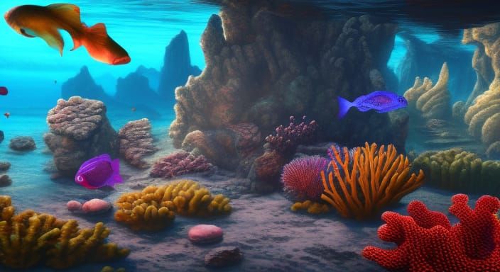 Vibrant Underwater Seascape Digital Painting