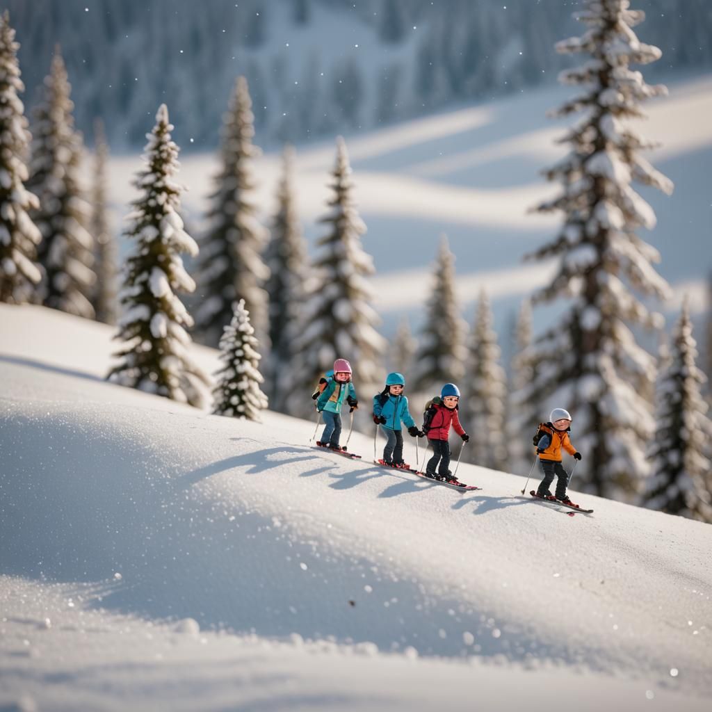 Tiny Skiers on Sundae: Professional Photography