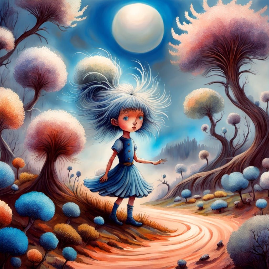 Surreal Irish Mountain Landscape in Watercolour Style