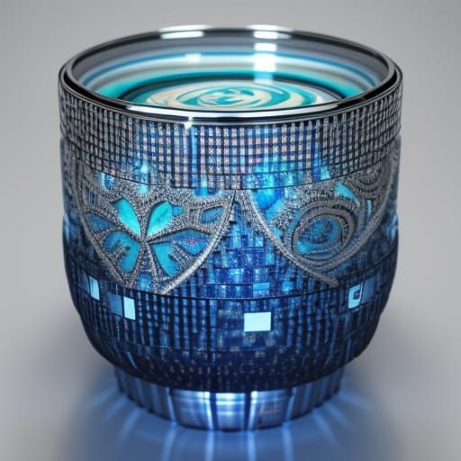 Abstract Fractal in Chrome Silver and Blue