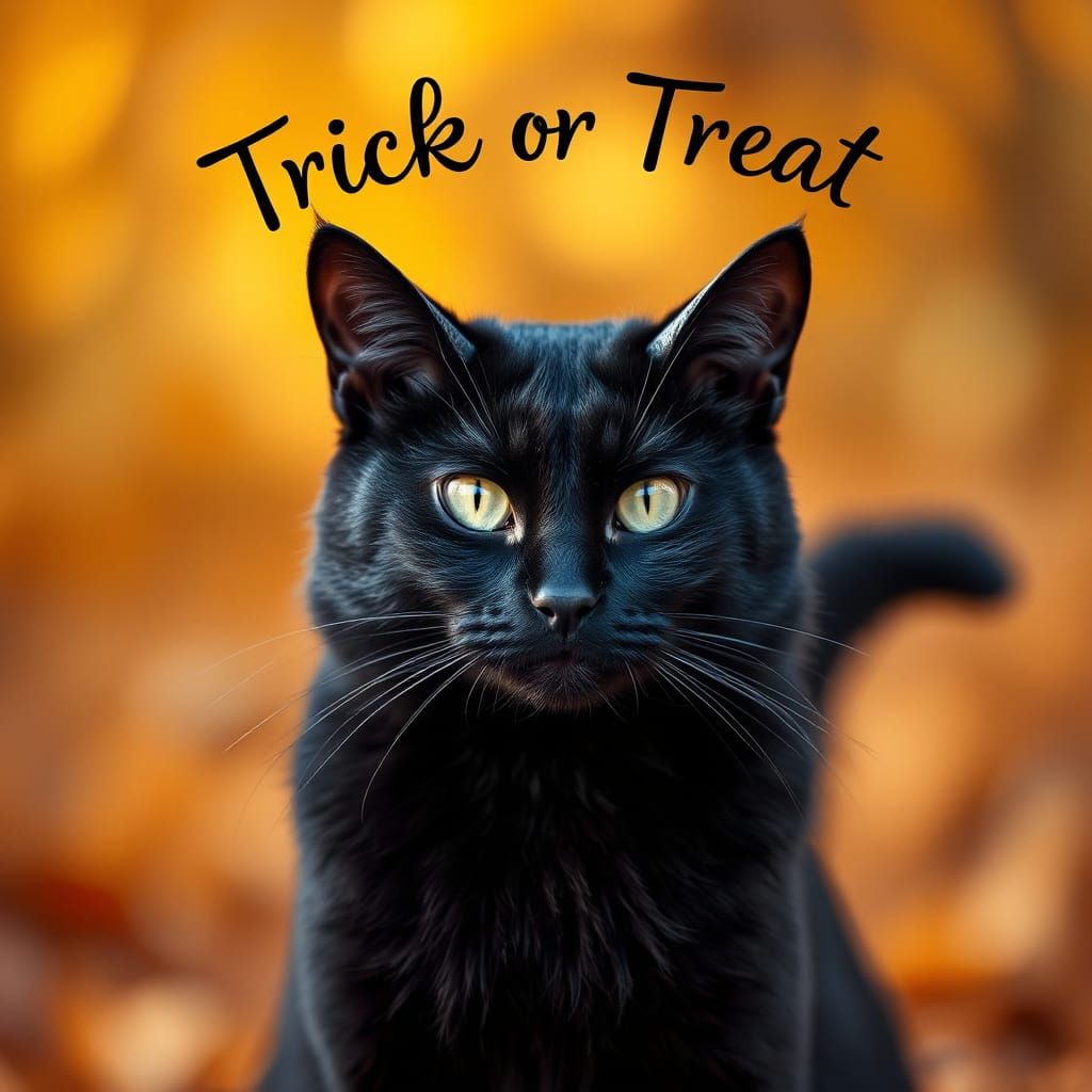 Halloween Cat with Devil Horns and Tail